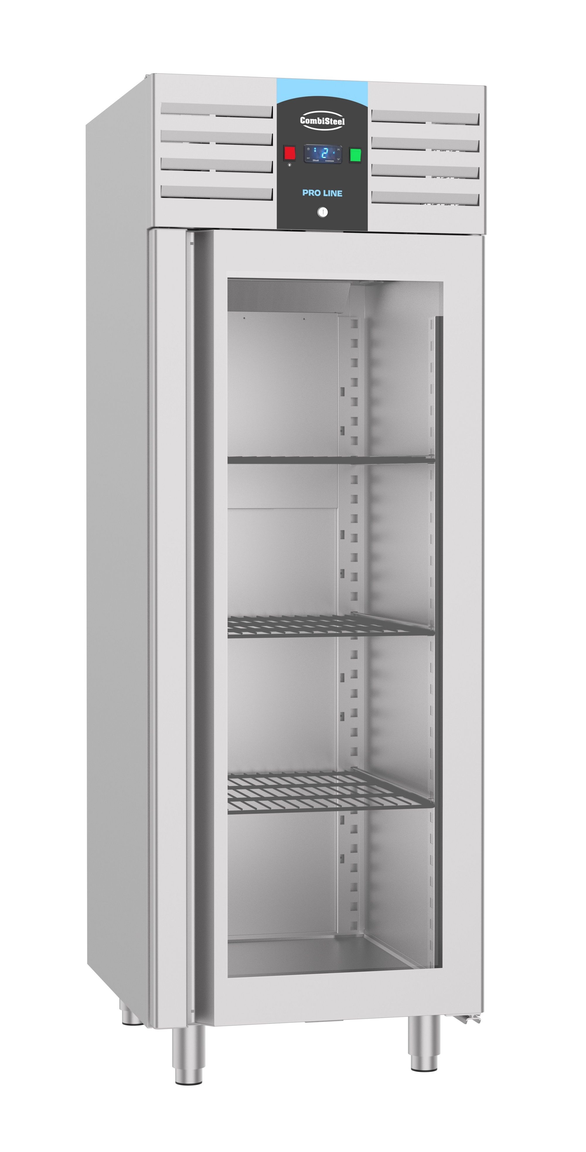 KÜHLSCHRANK EDELSTAHL GLASTÜR MONO BLOCK 700 LTR