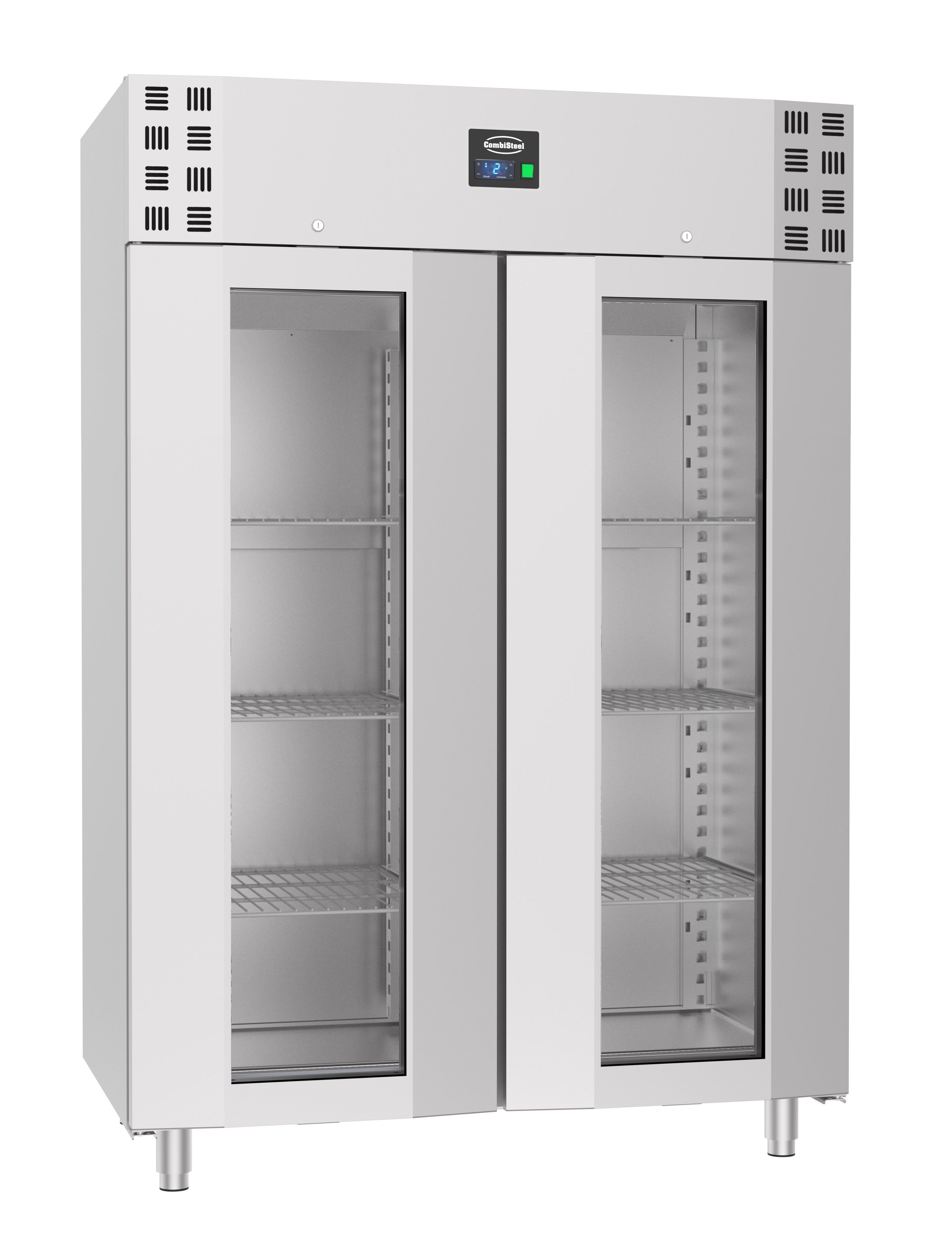 KÜHLSCHRANK EDELSTAHL GLASTÜR MONO BLOCK 1400 LTR