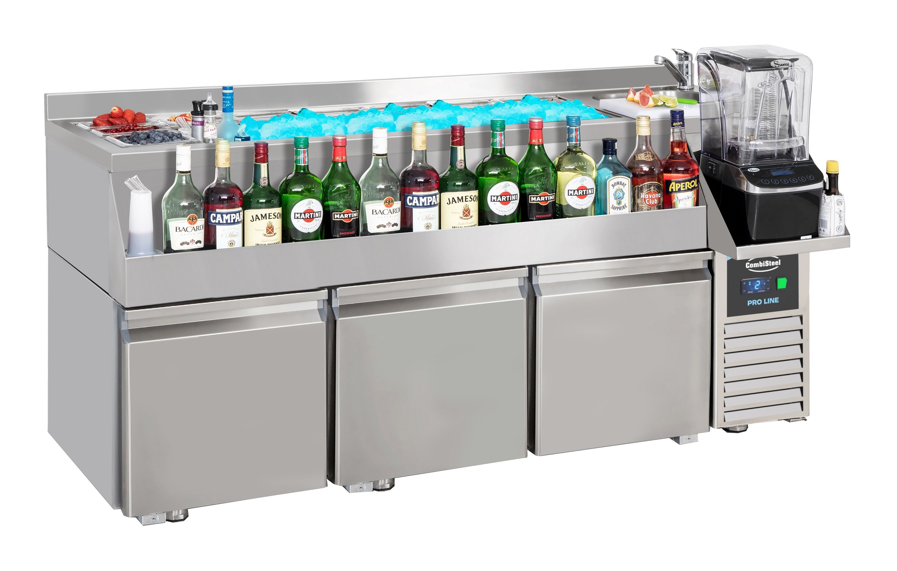 KÜHLTISCH 3 TÜREN MIT COCKTAIL-BAR-STATION