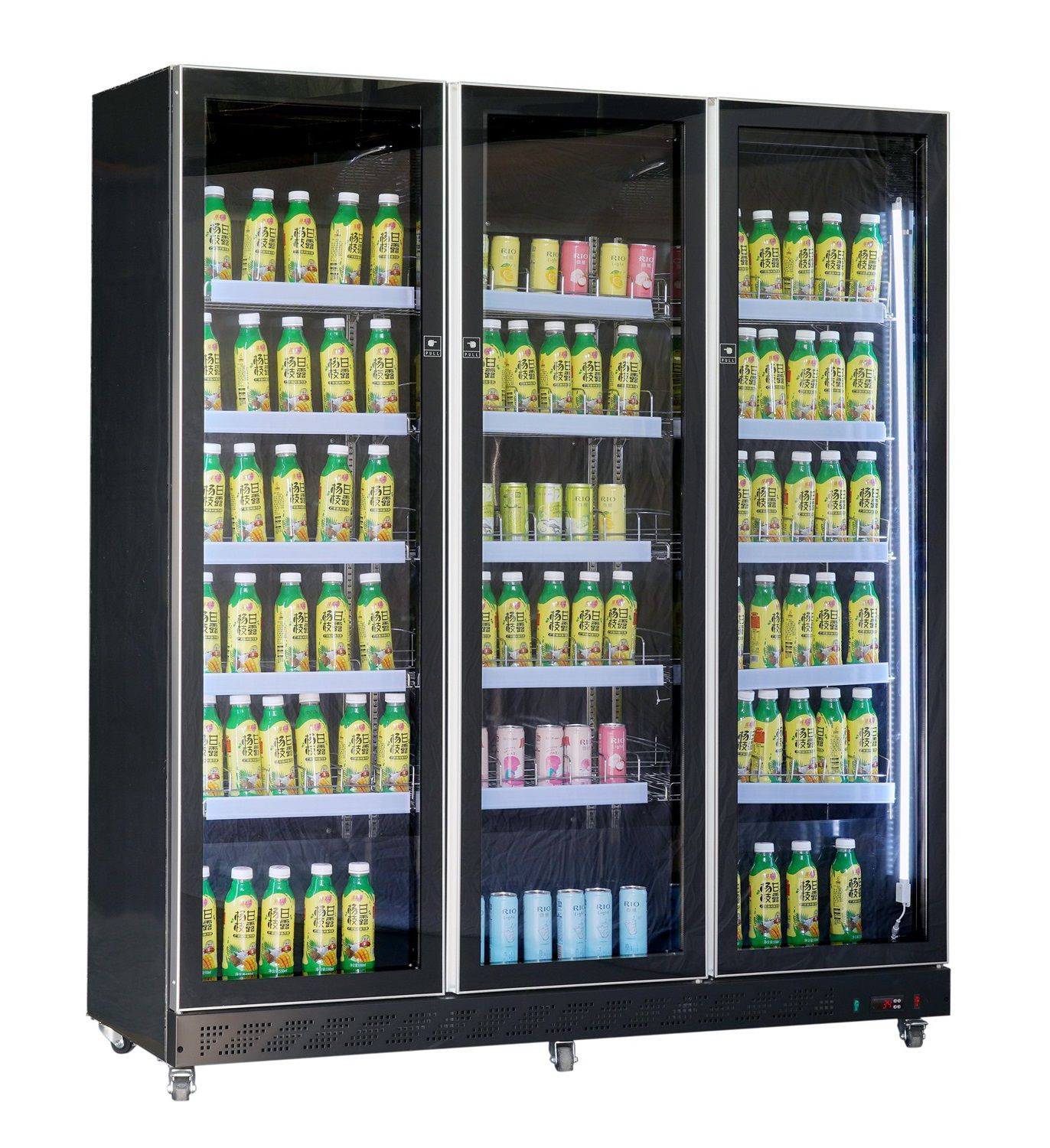 Kühlschrank 3 Glastüren schwarz