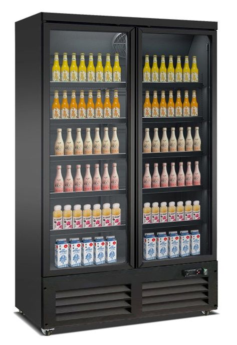 Kühlschrank 2 Glastüren schwarz CEB-1200R Bl
