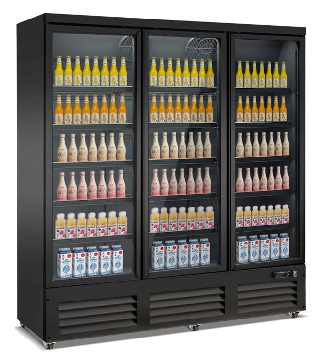 Kühlschrank 3 Glastüren schwarz CEB-1600R Bl