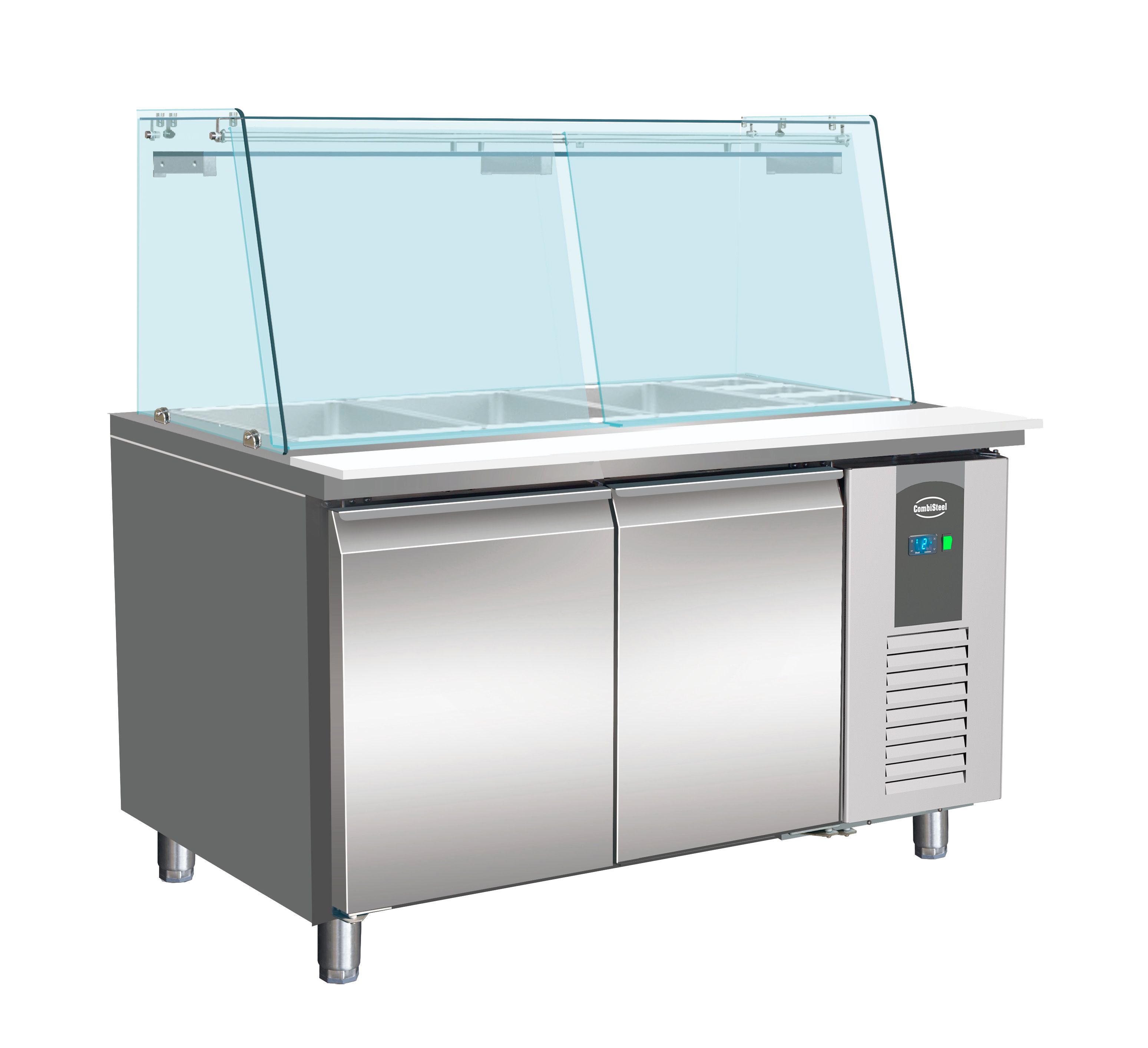 700 KÜHLTISCH MIT GLAS 2 TÜREN3X 1/1 + 3X 1/6 GN BEHÄLTER
